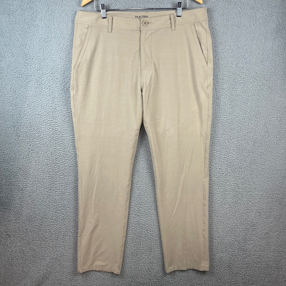 Huk Performance Fishing Mens 38 Tan Pursuit Stretch Outdoor Utility Pants Khaki